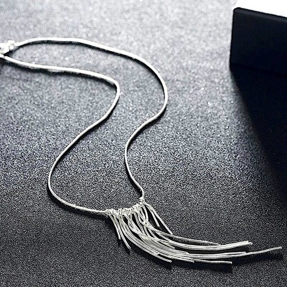 Tassel Sterling Silver Necklace Earrings Matching Set - Picture 7 of 8